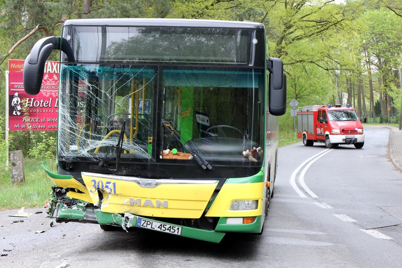 Zderzenie autobusu z osobówką w Pilchowie [foto]