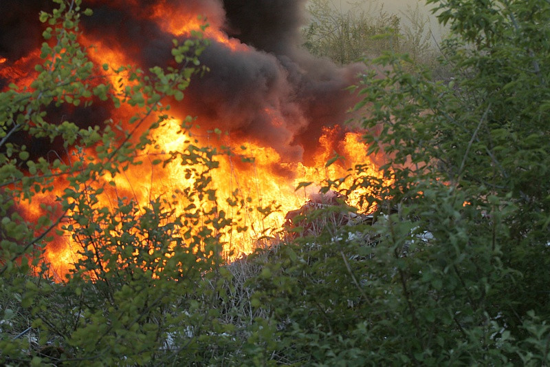 Trwa akcja gaśnicza na wysypisku przy ul. Kamiennej [foto/wideo]