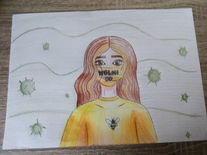 Maseczkowa moda - prace uczniów SP 8