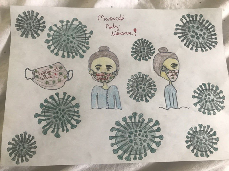 Maseczkowa moda - prace uczniów SP 8