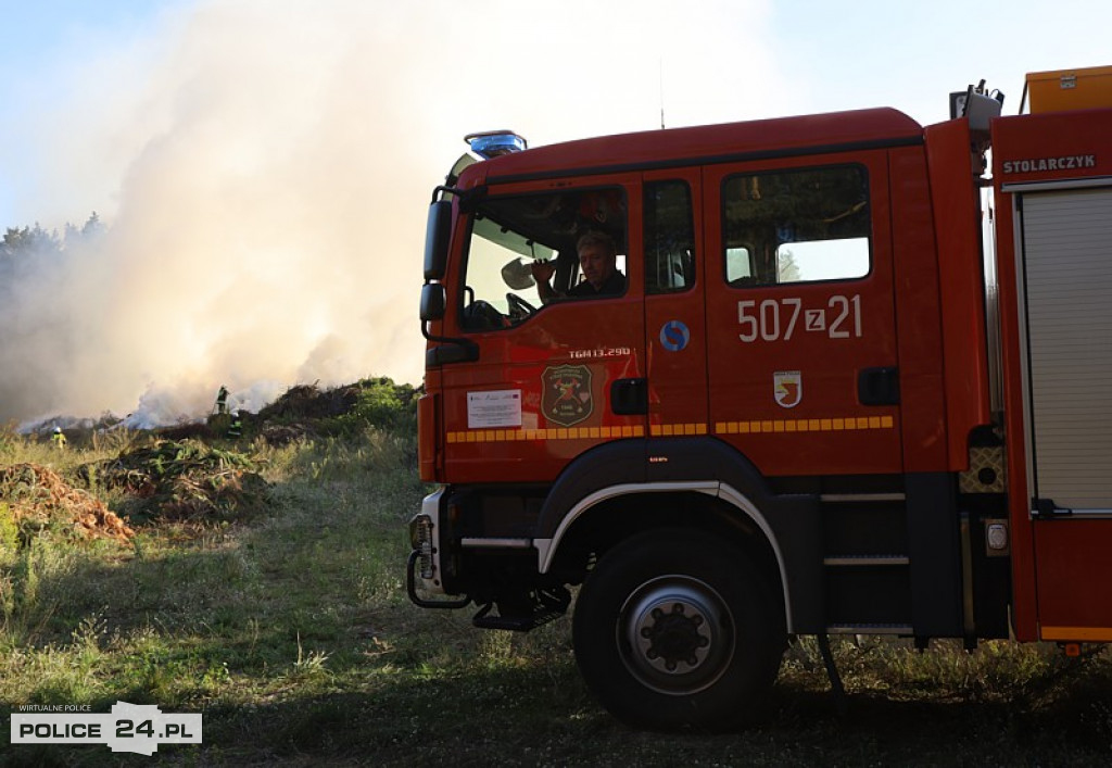 Pożar składowiska gałęzi w okolicy Trzeszczyna