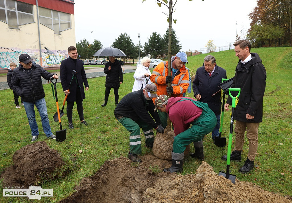 Samorządowcy wspólnie z uczniami posadzili drzewa