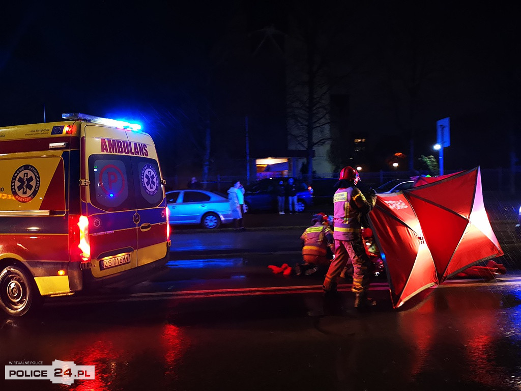 Dwie osoby potrącone na przejściu dla pieszych w Policach