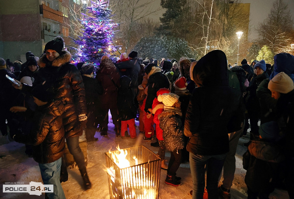Zapalono światełka na największej choince w Policach