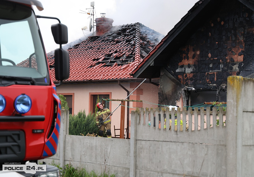 Pożar domu jednorodzinnego w Grzepnicy