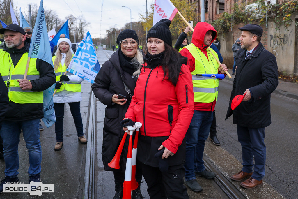 Protest pracowników Grupy Azoty Police w Szczecinie