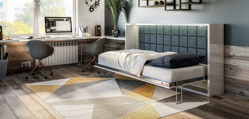 Łóżko w szafie z sofą funkcjonalne centrum małego mieszkania